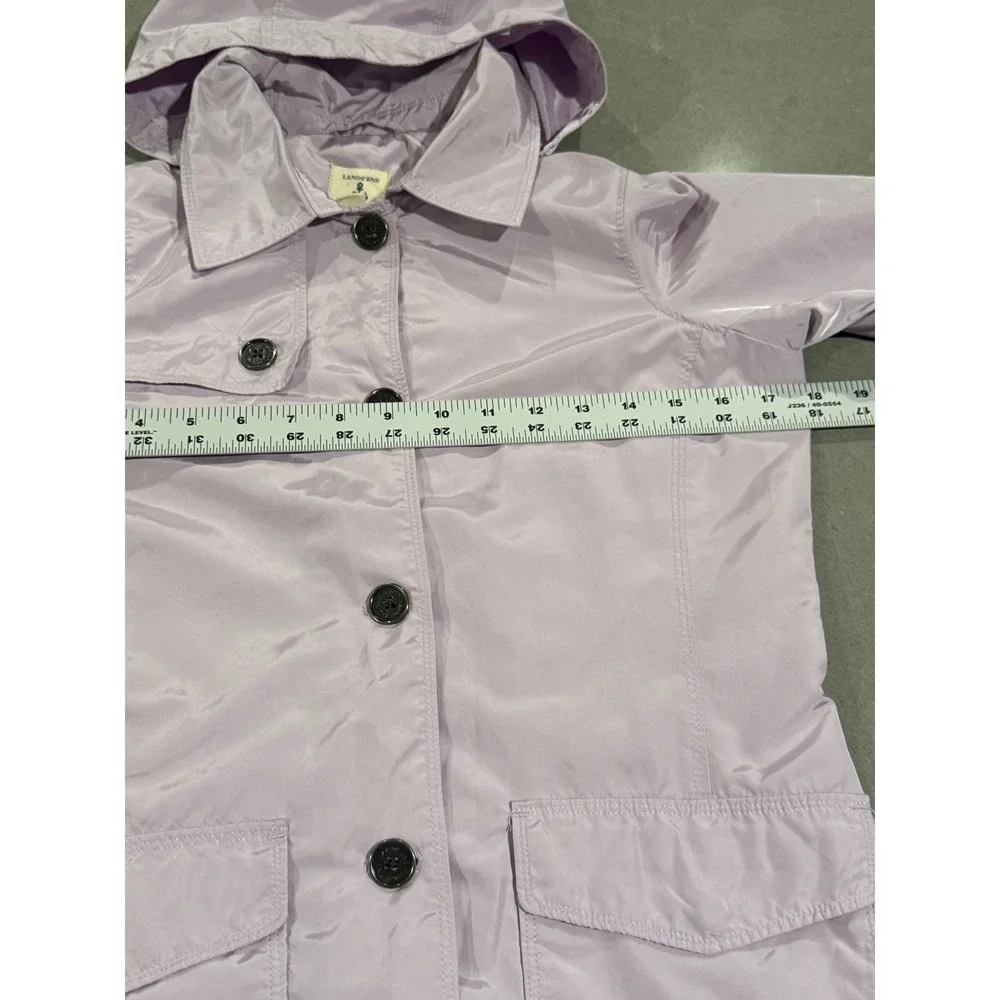 Lands End Kids‎ Girls Lavender Hooded Lightweight Rain Jacket Size L